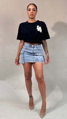 Light Blue Wash Cargo Pocket Denim Skirt