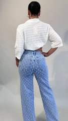 Kenza Pattern Wide Leg Jeans