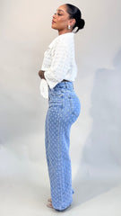 Kenza Pattern Wide Leg Jeans