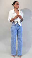 Kenza Pattern Wide Leg Jeans