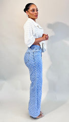 Kenza Pattern Wide Leg Jeans