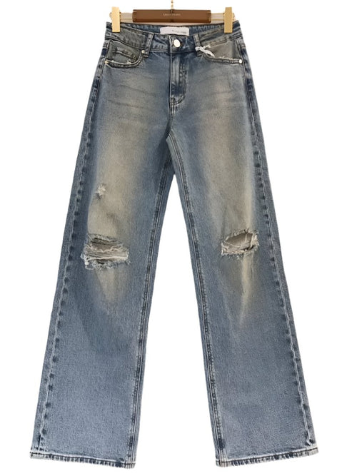 Oshawa Dirty Wash Ripped Knee Wide Leg Jeans