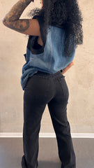 Milan Black Wash Extra Long Wide Leg Jeans